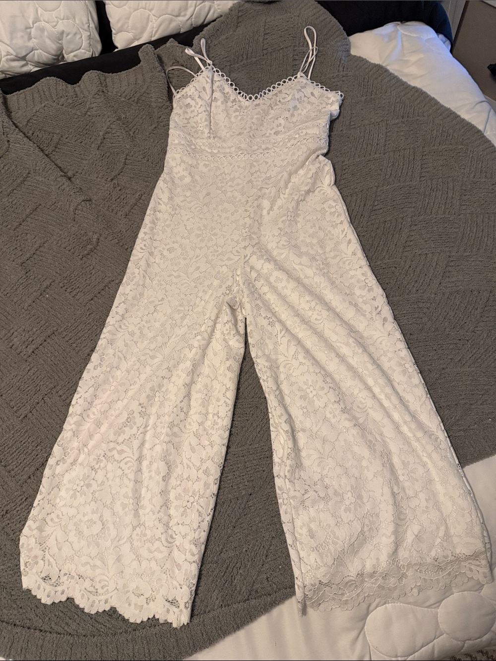 Express- White Lace Spaghetti Strap Jumpsuit